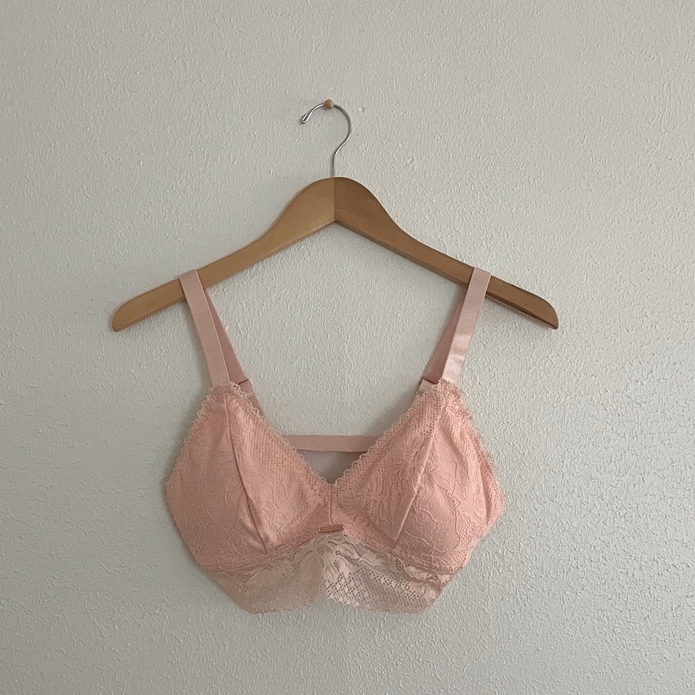Danskin Wireless Bralette Longline Lace Pull On Bra